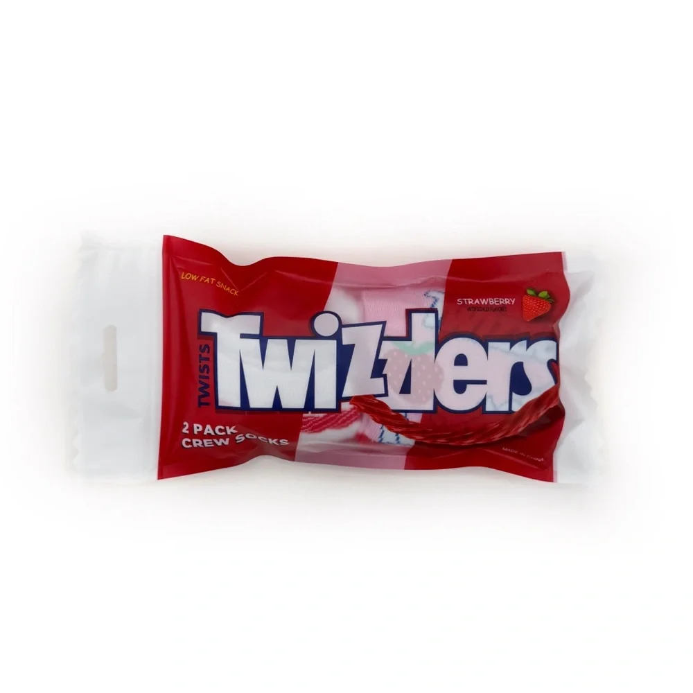 Twizzlers Strawberry Twists Candy Crew Socks Womens Gift Set 2 Pairs Red White